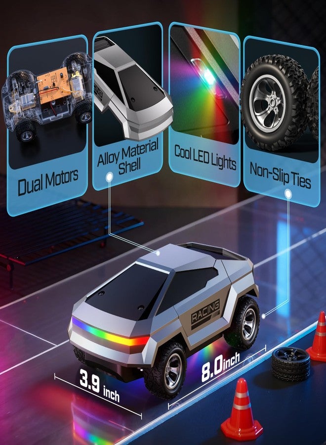 WayEee 1/24 Remote Control Car Cyber RC Truck, RC Cars for Kids with Colorful Lights, 2.4GHz Remote Control, 2 Rechargeable Batteries, 18KM/H Racing Car Toy, for Boys 3 4 5 6 7 8-12 - Image 4